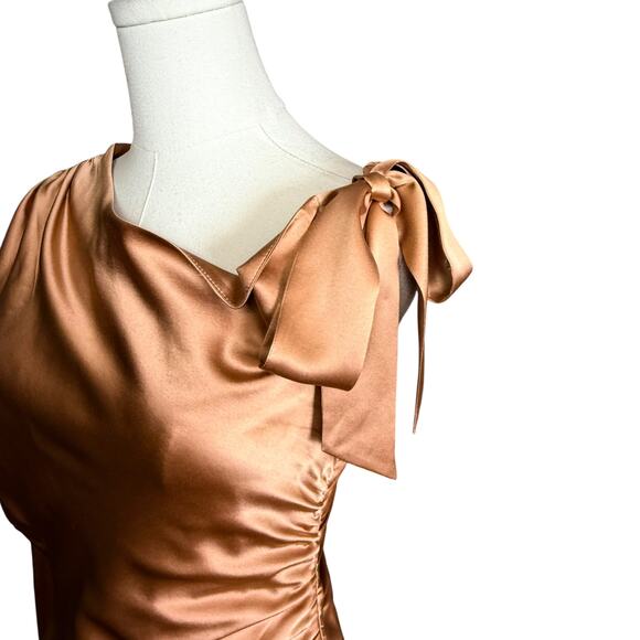 Cinq A Sept Thea Silk Cocktail Mini Dress 6 One Shoulder Neckline Puff Sleeve - Picture 5 of 13